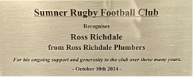 Sumner Rugby plaque